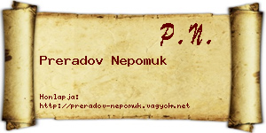 Preradov Nepomuk névjegykártya